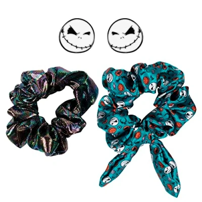 Afbeelding van DISNEY Nightmare Before Christmas blauw &amp; zwart 2 delig Scrunchie Oorbel set, count (Pack of 1), Zink, Geen edelsteen