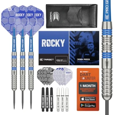 Afbeelding van TARGET Darts Josh Rock 80% Tungsten Steel tip Set, 23G Professionele accessoires Dart kit, Pro Grip Shafts, Ultra Flights, vaste stalen punten, Wallet inbegrepen