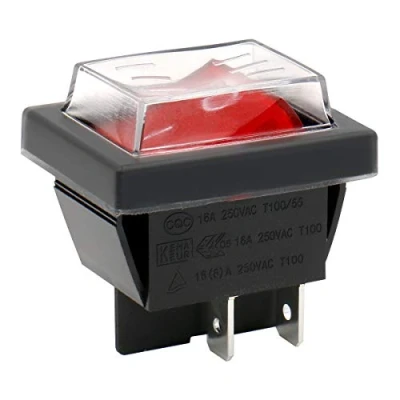 Afbeelding van Heschen ON OFF DPST tuimelschakelaar 4 klemmen rood licht 16A 250VAC met waterdicht deksel