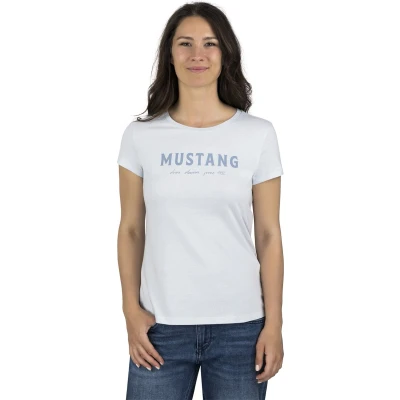 Afbeelding van Mustang Alexia C LOGO Tshirt print hellblau, Dames, Maat: Small, Hellblau