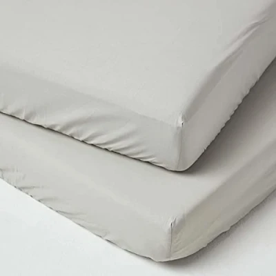 Afbeelding van Homescapes hoeslaken kinderbed 70 x 140 cm, draaddichtheid 200, set van 2, grijs
