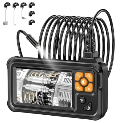 Afbeelding van 1080P industriële HD digitale borescope, Lightswim 4,3 inch IPS endoscoop inspectiecamera met handheld IP67 waterdichte slangenriool 8 LED verlichting, 5 m semi stijve kabel