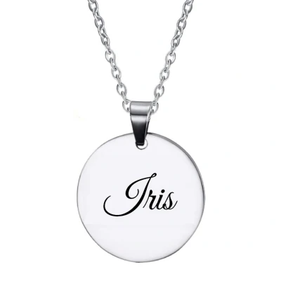 Afbeelding van Ketting RVS Met Naam Gravering Iris Zilver Rond