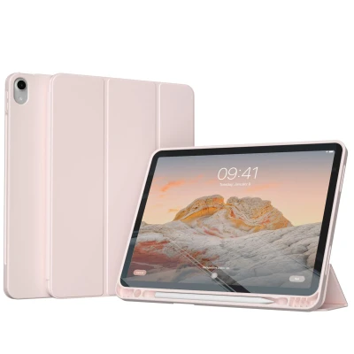 Afbeelding van Apple iPad Air 5 (2022) Hoes: Accezz Smart Silicone Bookcase Roze Kunstleder Tablet Hoezen
