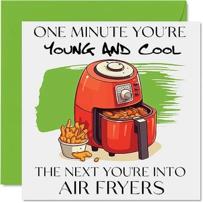 Afbeelding van Grappige verjaardagskaarten voor vrouwen mannen Frying Tonight Happy Birthday Card mama papa broer zus zoon dochter neef Bestie, 145 mm x grap humor plagerij verjaardag wenskaarten