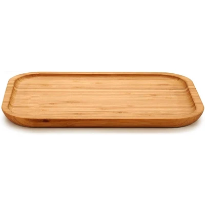Afbeelding van Voedsel/hapjes serveerplank van bamboe 25 x 18 cm met rand Serveerplanken