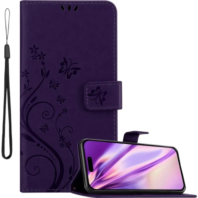 Afbeelding van Cadorabo Hoesje geschikt voor Apple iPhone 14 PRO MAX in Bloemen DONKER PAARS Beschermhoes Case Cover