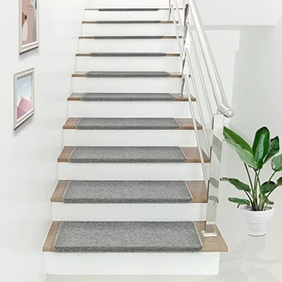 Afbeelding van Trapmat zelfklevend set van 15 lichtgrijs 65x24+4 cm