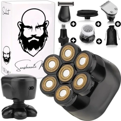 Afbeelding van 6 in 1 Scheerapparaat Mannen Trimmer Sansbeauté® SkullSharp Classic Electric Face &amp; Head Shaver Hoofd Kaal Scheren Elektrisch Nat Droog