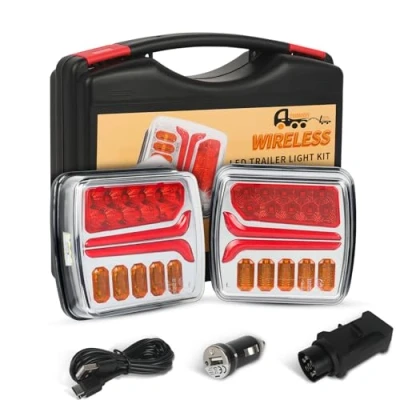 Afbeelding van Yuanjoy Vuurplaat, draadloos, magnetisch, oplaadbaar, 12 V, led aanhangerverlichting, met E Mark
