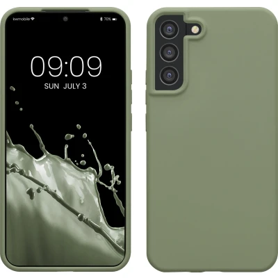 Afbeelding van kwmobile telefoonhoesje geschikt voor Samsung Galaxy S22 Plus Hoesje met siliconen coating Smartphone case in grijsgroen
