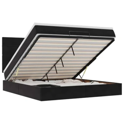 Afbeelding van vidaXL Bedframe met matrassen 180x200cm fluweel zwart