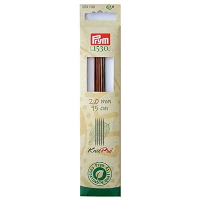 Afbeelding van Prym 223120 kousbreinaalden NATURAL gekleurd 15 cm 2,00 mm kousbreinaald, hout, meerkleurig, 2