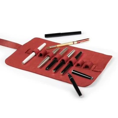 Afbeelding van Londo Lederen Pen en Potlood Roll Case (Rood), OTTO395
