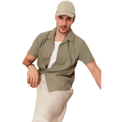 Afbeelding van Trendyol Antraciet Regular Fit Open Kraag Zomeroverhemd Tmnss23Go00105