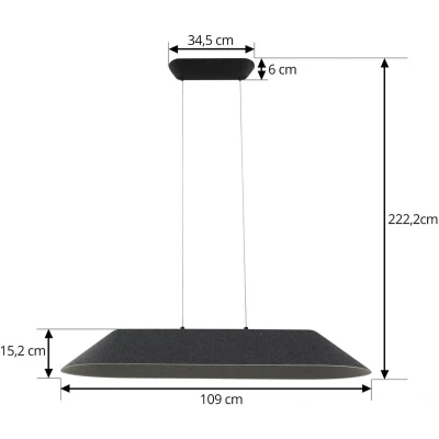 Afbeelding van LED hanglamp Lucande Naelle, zwart/grijs, vilt