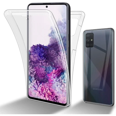 Afbeelding van Cadorabo Hoesje geschikt Voor Samsung Galaxy A71 4G in TRANSPARANT 360 Full Body Case Cover Beschermhoes en achterbescherming, all round bescherming met displaybescherming