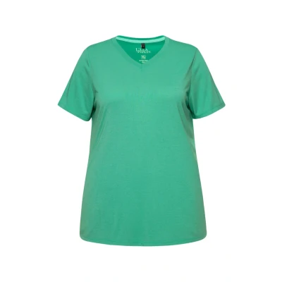 Afbeelding van Ulla Popken Funktions Antibakteriell Vausschnitt Halbarm Tshirt basic, Dames, Maat: 42/44, Turquoise green
