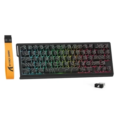 Afbeelding van MAMBASNAKE X ATTACK SHARK X68PRO HE Draadloos Gaming Toetsenbord 8KHz Rapid Trigger,BT/2.4G/Bedraad,Magnetische Schakelaar 0,01mm RT,Instelbaar Actuatiespunt,5000mAh,RGB,voor PC/Mac Zwarte Contouren