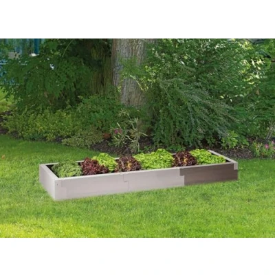 Afbeelding van Juwel Verhoogd bloembed Timber uitbreidingsset (2 bouwstenen in houtlook, vergroten de inhoud met 60 liter, bedsysteem hoge warmte isolatie, afmetingen cm, hoogte 20 groentebed) 20477