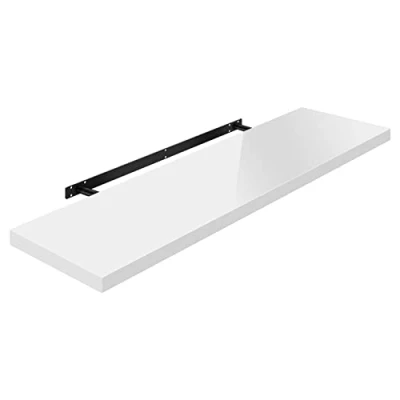 Afbeelding van WOLTU Muurplank Volato, RG9483ws, wandboard, vrij zwevend, zwevende plank, hout, hoogglanzend wit, als boekenplank, of voor cd&#039;s, dvd&#039;s, 110 x 22,9 3,8 cm