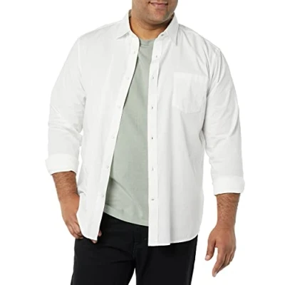 Afbeelding van Amazon Essentials Regular Fit Stretch Poplin overhemd met lange mouwen, wit, klein