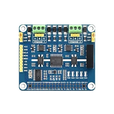 Afbeelding van 2 Channel Isolated RS485 Expansion HAT for Raspberry Pi 4B/3B+/3B/2B/Zero/Zero W, SC16IS752+SP3485 Solution with Multi Onboard Protection Circuits,Transceiving Data Manually or Automatically