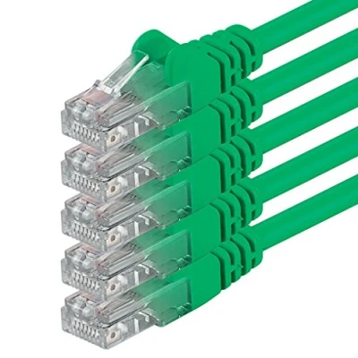 Afbeelding van 1aTTack, CAT6, UTP netwerkkabel met 2 x RJ45 stekkerset (5 stuks) 1 Maand groen 5 stuks