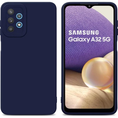 Afbeelding van Cadorabo Hoesje geschikt voor Samsung Galaxy A32 5G in Fluid DONKER BLAUW Beschermhoes gemaakt van flexibel TPU silicone Cover Case