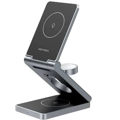 Afbeelding van Bezprzewodowa składana ładowarka magnetyczna Vention 3w1, Space Grey
