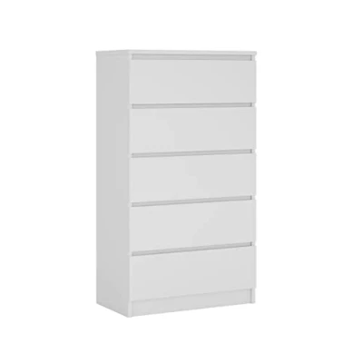Afbeelding van 3E 3xE living.com Commode met 5 laden, kleur: wit mat, H: 124 cm, B: 70 D: 39 cm