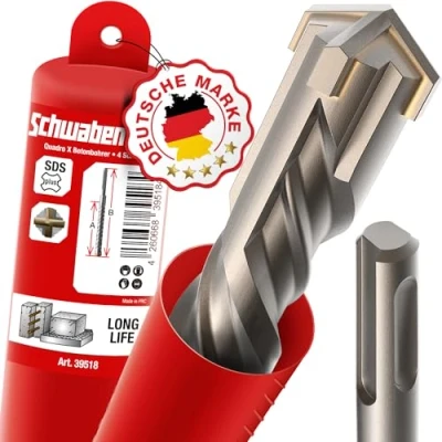 Afbeelding van SCHWABENBACH ® SDS Plus Boor 20mm x 800 beton Precies en snel boren in Premium kwaliteit met wolfraamcarbide tip Metselboor lang Geen haken betonijzer 20x800mm