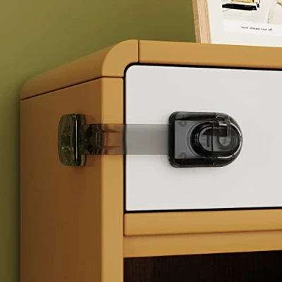 Afbeelding van EUDEMON 3 stuks kinderveiligheidssloten, kinderveilige riemsloten voor laden, koelkasten, toiletten, kasten, ovens, kasten (zwart transparant)