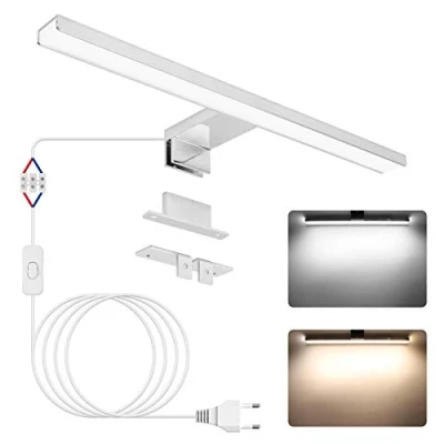 Afbeelding van NIORSUN Badkamerlamp, led spiegel, 12 W, 40 cm, dubbele kleurtemperatuur, 4000 K, 6000 1100 lm, waterdicht, IP44, wandlamp, badkamer, spot
