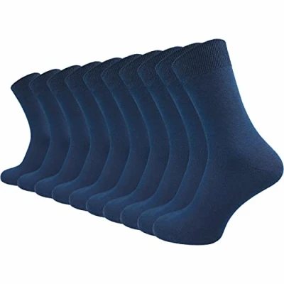 Afbeelding van GAWILO sokken van 100% katoen (10 paar), zonder drukkende naad, met adervriendelijke comfortabele band, katoenen voor dames en heren, blauw, 35/38 EU