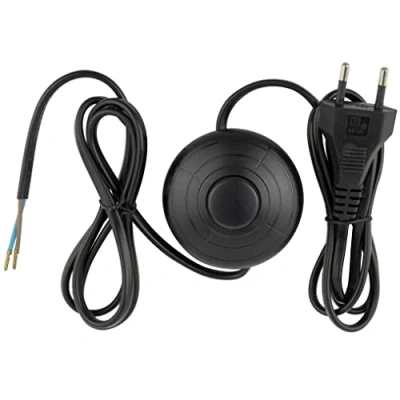 Afbeelding van REV Lampkabel met schakelaar, voetschakelaar lamp, kabel schakelaar; Euro voedingskabel, 2 m, max. A, zwart