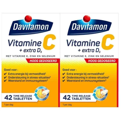 Afbeelding van Gratis Verzending: 2x Davitamon Vitamine C Hoog Gedoseerd + Extra D3 42 tabletten