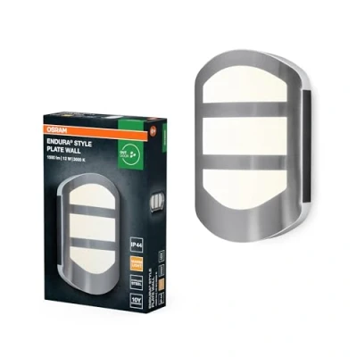 Afbeelding van OSRAM ENDURA Style Plate Wall wandlamp in moderne roestvrijstalen look met indirect licht, heldere en functionele LED buitenlamp, IP44 bescherming, voor entreeverlichting gevels