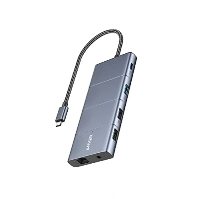 Afbeelding van Anker 565 11 in 1 USB C hub, dockingstation met 10 Gbps &amp; A datapoorten, 4K HDMI, DisplayPort, 100W PD, 2 2.0 gegevens, Ethernet, AUX, microSD SD, voor MacBook Pro en meer