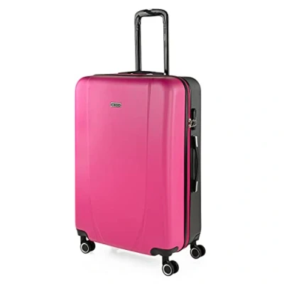 Afbeelding van ITACA Middelgrote Koffer. Medium Trolley Reiskoffer van ITACA. Lichtgewicht ABS Harde Schaal 4 Wielen Cijferslot 71160, Fuchsia Antraciet