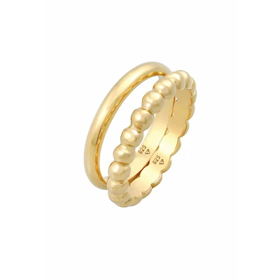 Afbeelding van Elli 2 PACK Basic Ring goldcoloured, Dames, Maat: 54, Gold coloured