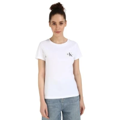 Afbeelding van Calvin Klein Jeans Dames 2 Pack MONOLOGO Slim TEE J20J219734 S/S T Shirt, Groen (Leek Green/Bright White), XL, (Prei Groen/Helder Wit), XL