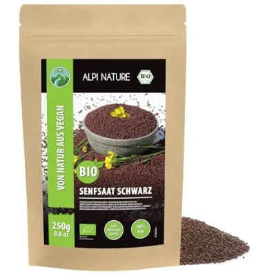 Afbeelding van biologische mosterdzaad geheel zwart/bruin (250g), biologisch mosterdzaad, zwart, volledig uit gecontroleerde teelt, 100% natuurlijk, zonder toevoegingen, zwart bruin,