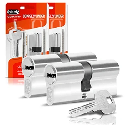 Afbeelding van GERCAR Sluitcilinder 45/45 profielcilinder set van 2 gelijksluitend cilinderslot dubbele cilinder deurslot incl. 10 sleutels lengte: 90 mm, A:45 B:45 delige