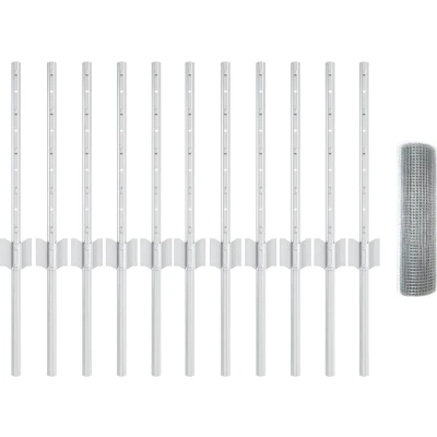 Afbeelding van vidaXL Gelaste Draadhek met 11 U Palen Zilver 0.4x25 m Staal