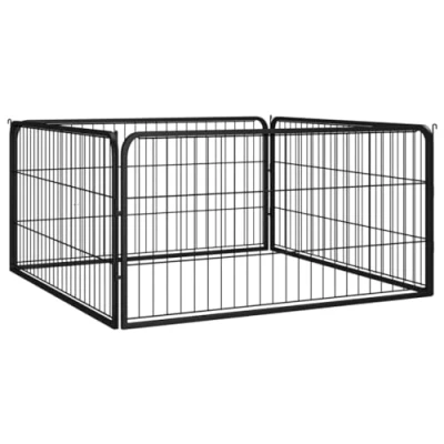 Afbeelding van vidaXL Hondenkennel 4 panelen 100x50 cm gepoedercoat staal zwart