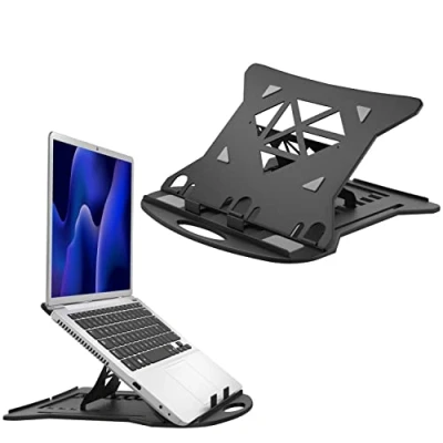 Afbeelding van ACROPAQ Laptop verhoger Ergonomisch, Verstelbaar, Opvouwbaar, Universeel, Voor laptops 11 tot 17 inch, Plastic standaard verstelbaar Zwart ALR003