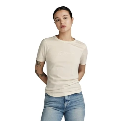 Afbeelding van G Star Autograph Tshirt print, Dames, Maat: XS, Eggnog