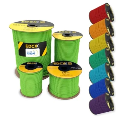 Afbeelding van EDCX 4mm Nylon Paracord 550 30m (100 voet) Type III, 100% Touw, 7 Strand Touw in Effen Kleuren (Neon Green, 30 m)