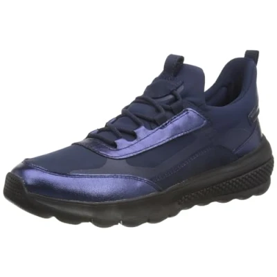 Afbeelding van Geox D Spherica Actif Sneakers laag, Dames, Maat: 38, Navy Leer en textiel